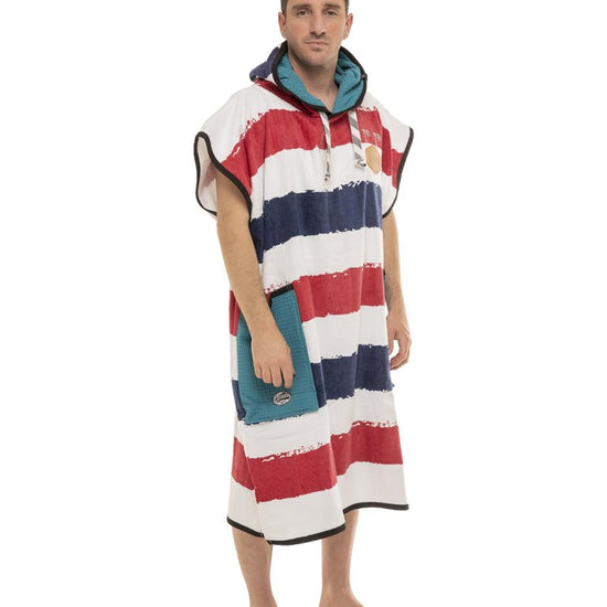 Classic Poncho Beach Crew - Stripe Blue Waffle Talla única