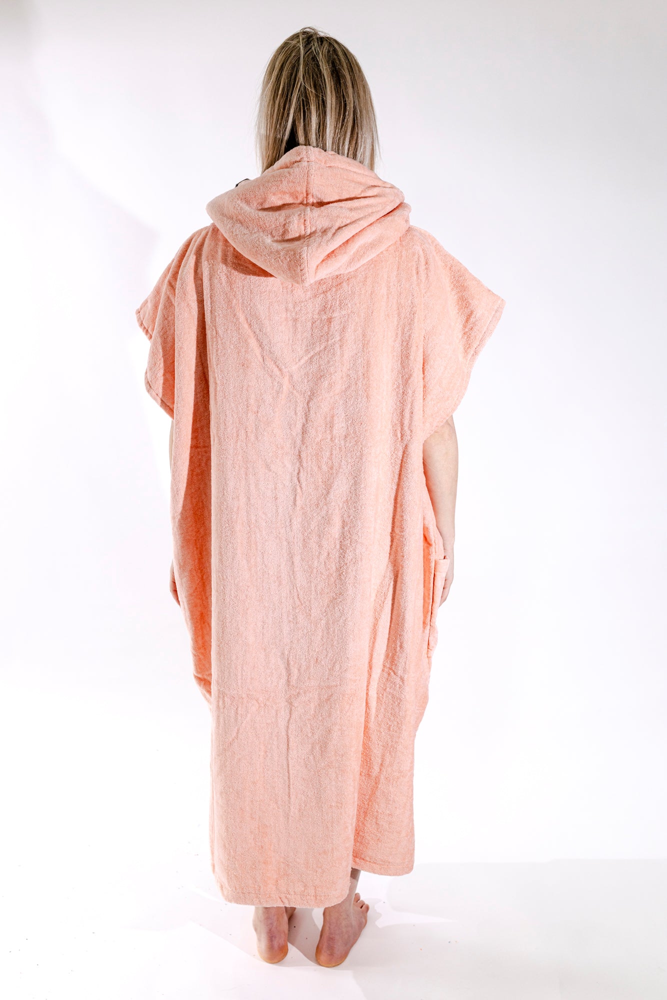 Poncho de bain femme ALL-IN Classic Corail Blue, vue dos, coloris corail uni, SS26