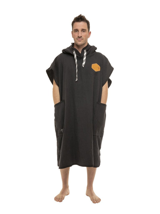 Waffle Poncho - Black Waffle One Size