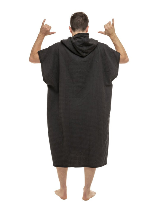 Waffle Poncho - Black Waffle One Size