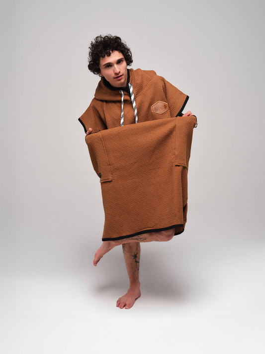 Waffle Poncho - Caramel Waffle One Size