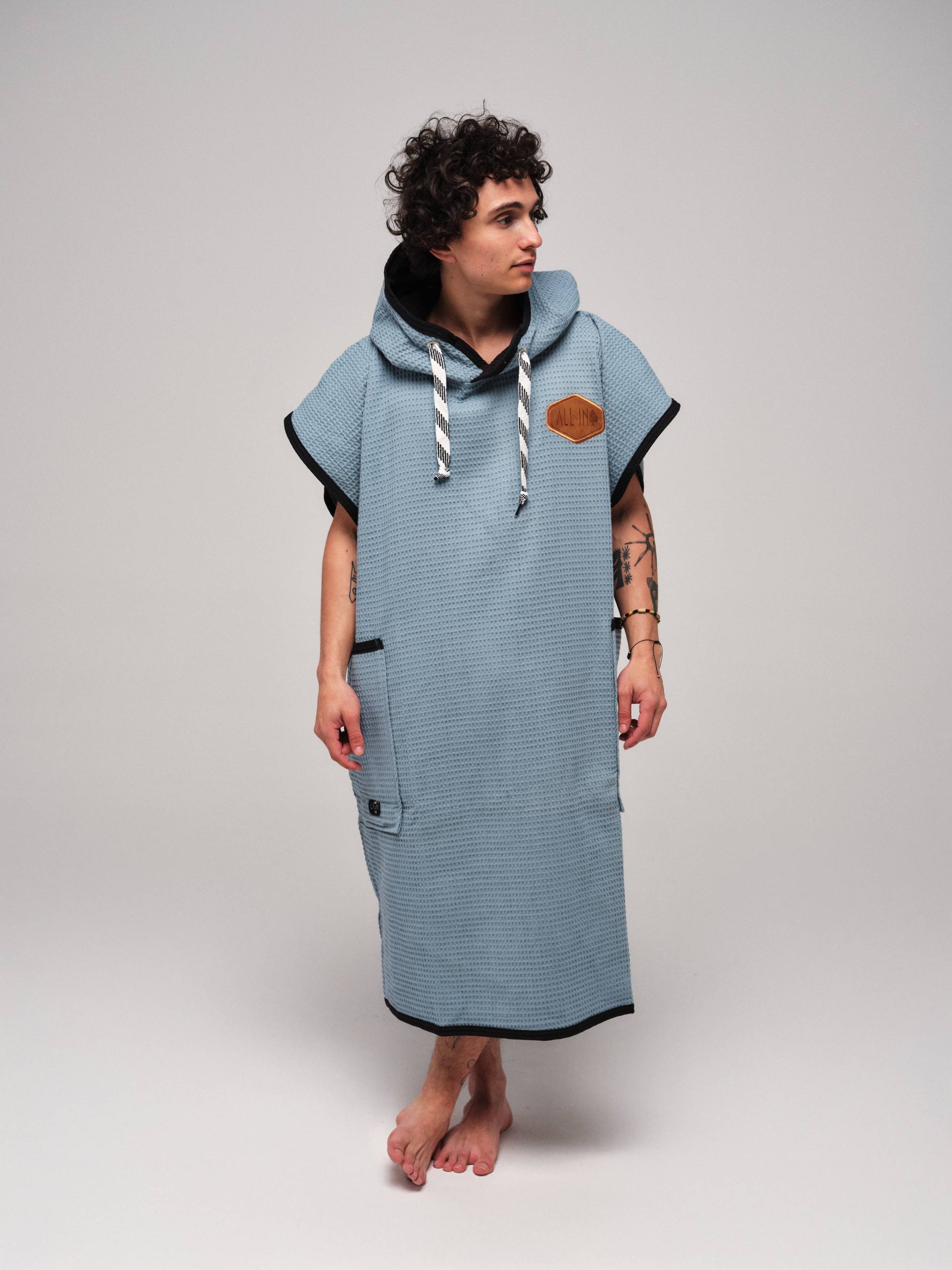 Waffle Poncho - Night Blue Waffle One Size