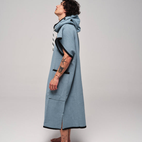 Waffle Poncho - Night Blue Waffle One Size