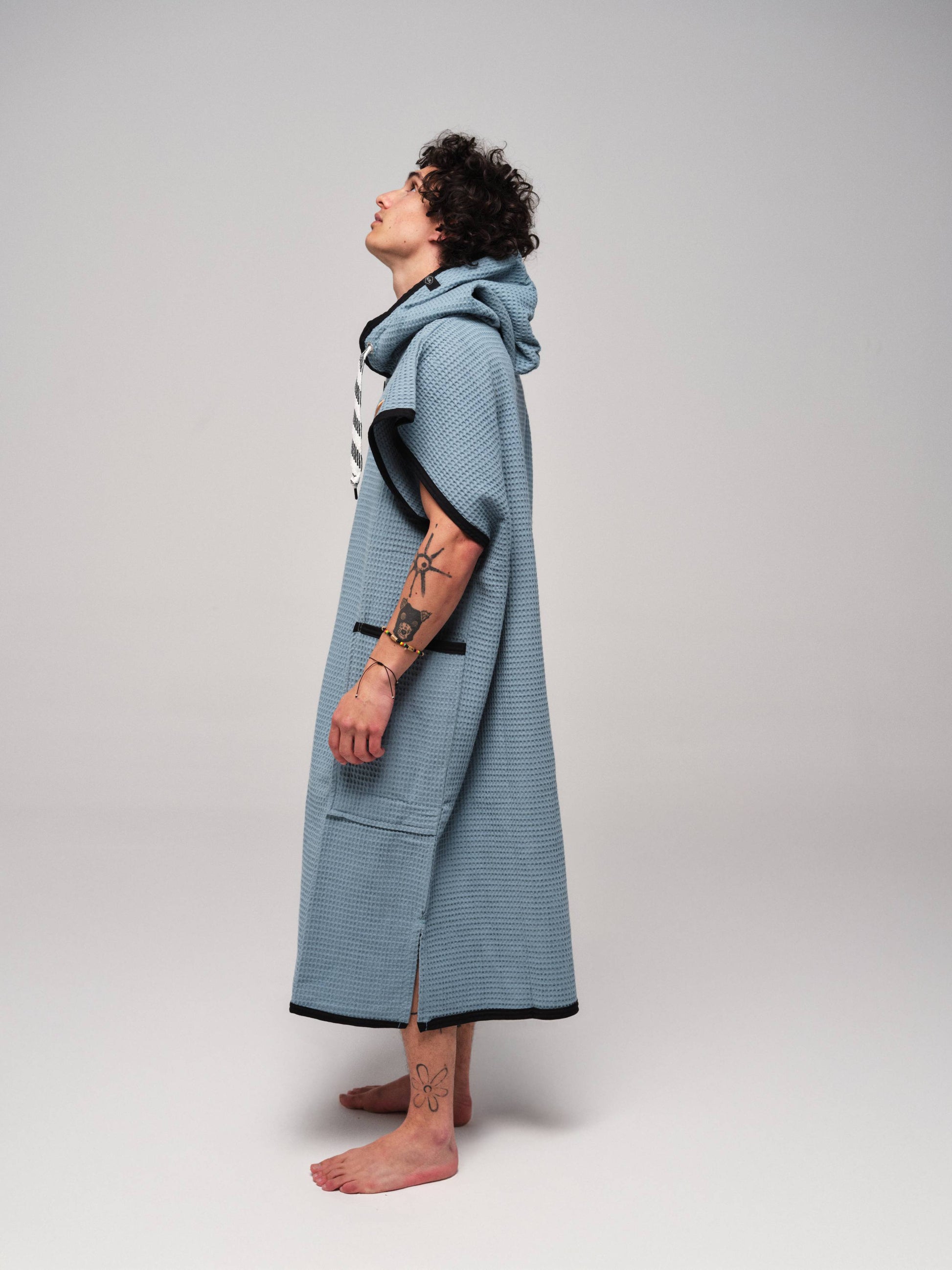Waffle Poncho - Night Blue Waffle One Size