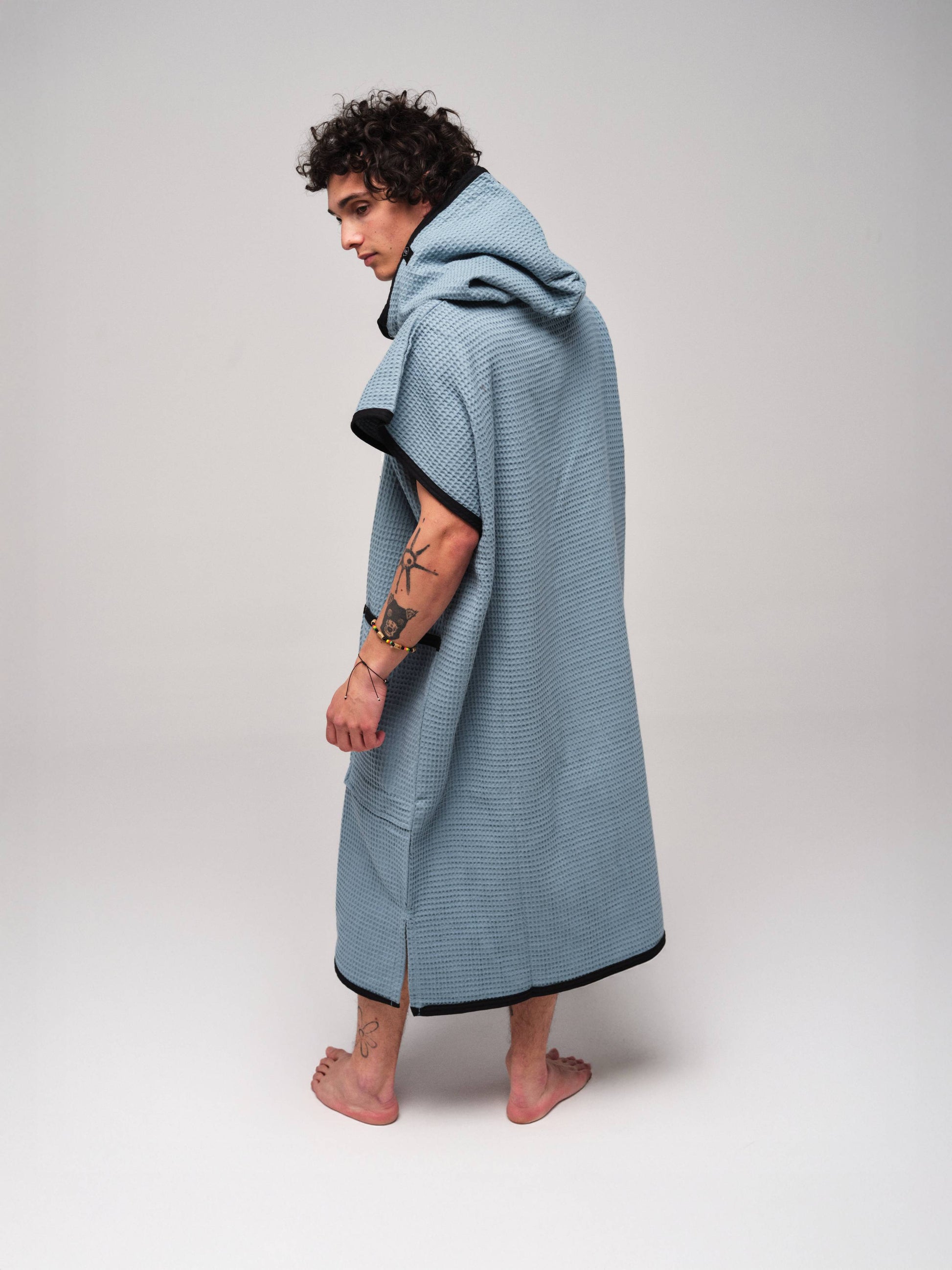 Waffle Poncho - Night Blue Waffle One Size
