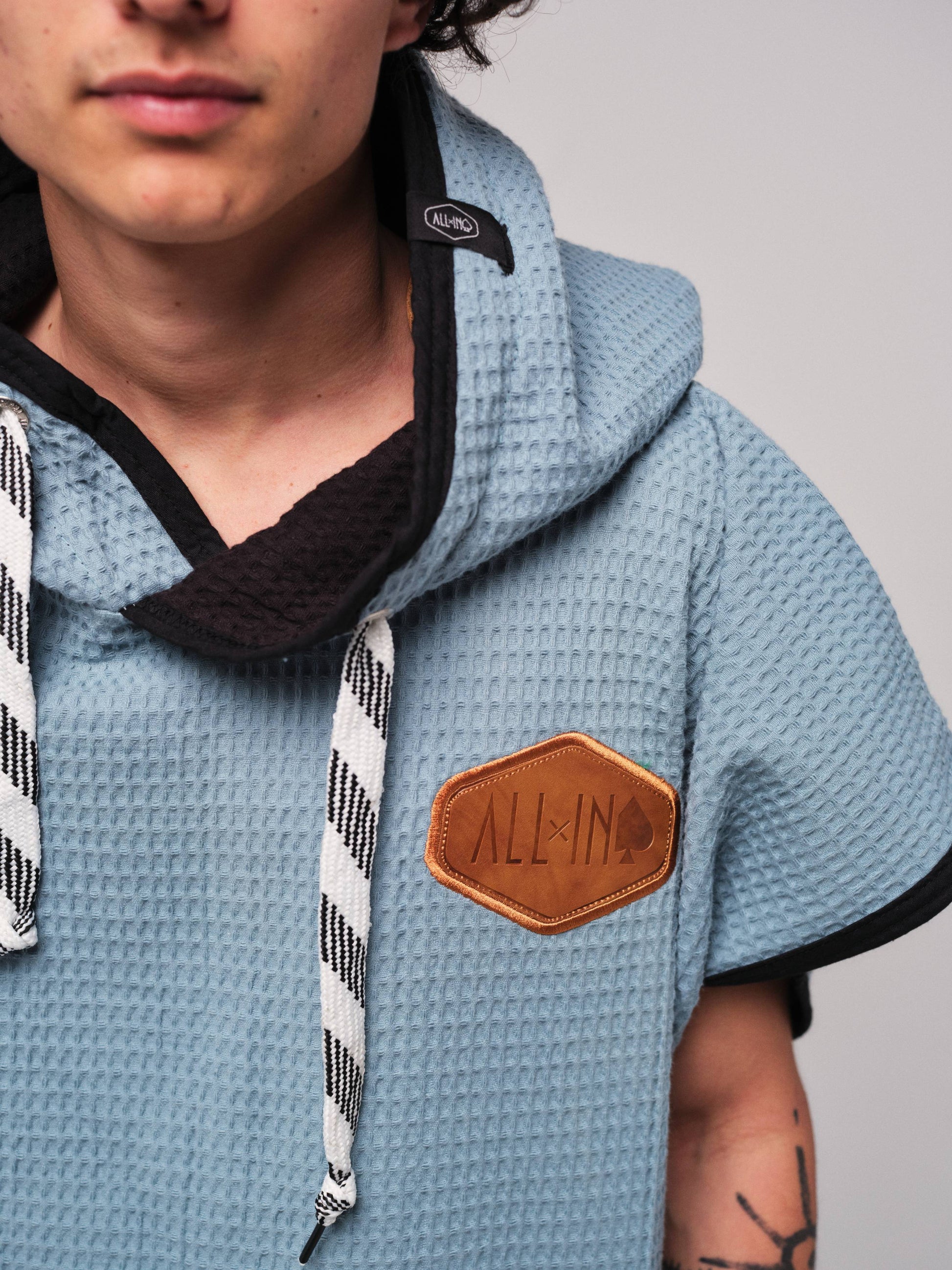 Waffle Poncho - Night Blue Waffle One Size