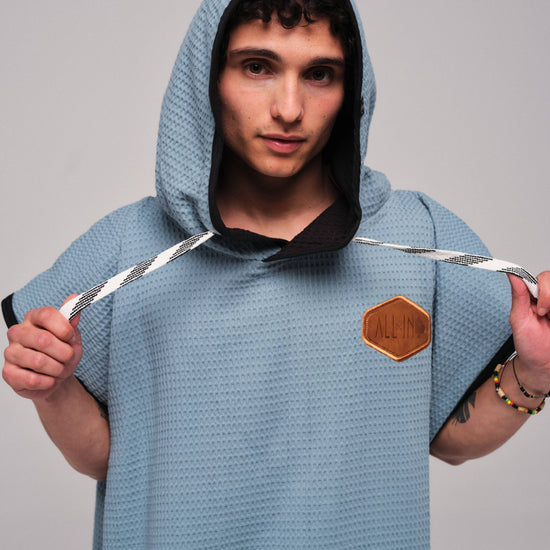 Waffle Poncho - Night Blue Waffle One Size