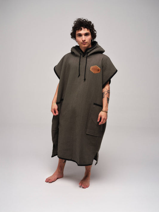 Waffle Poncho - Kaki Waffle One Size