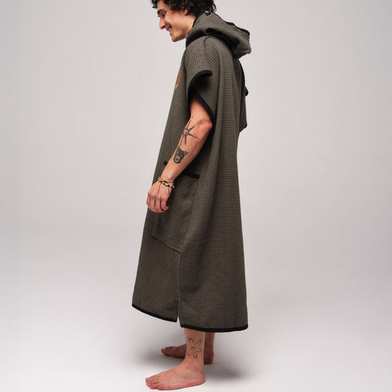 Poncho Waffle - Kaki Waffle Talla única
