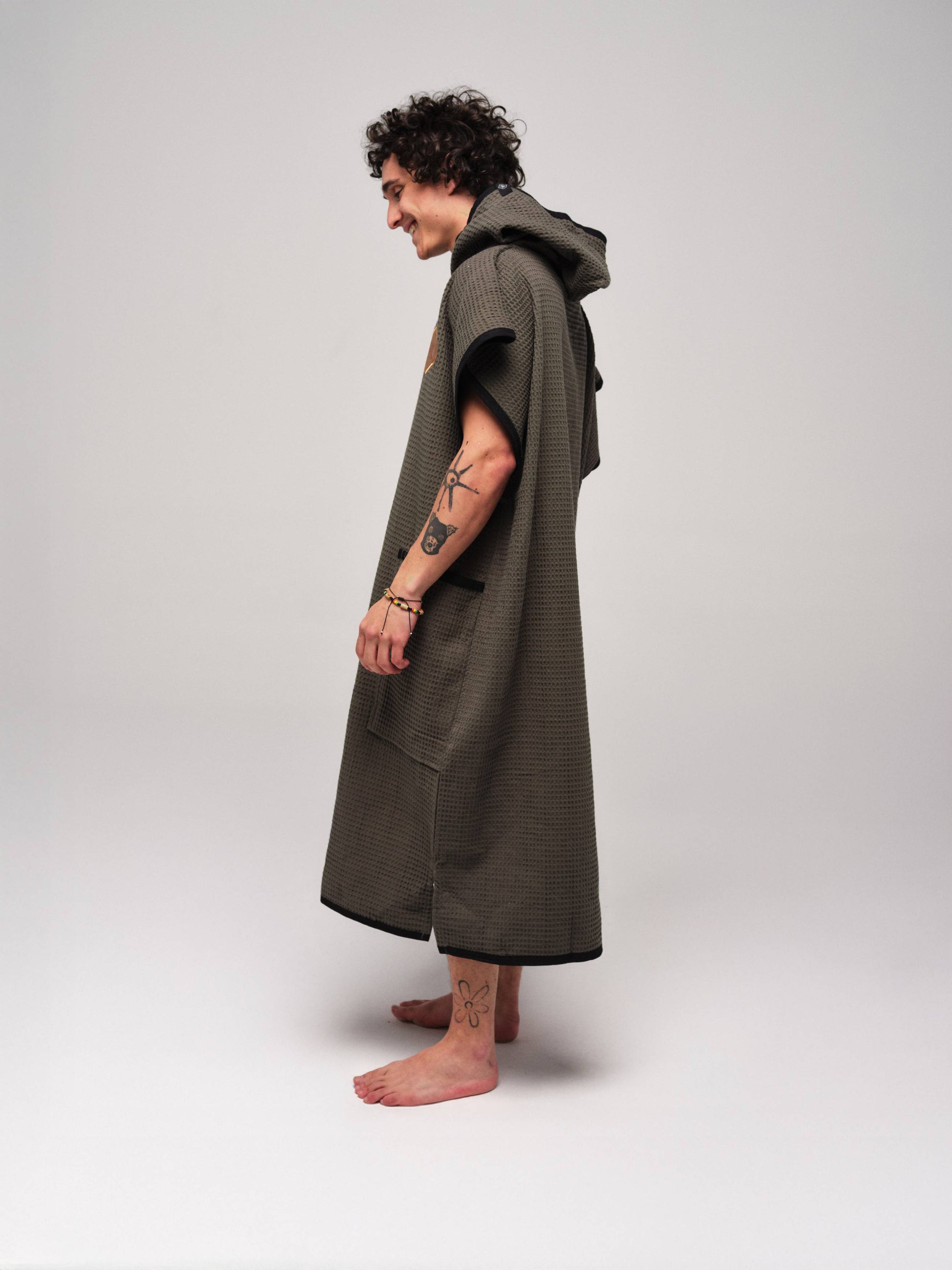 Poncho Waffle - Kaki Waffle Talla única