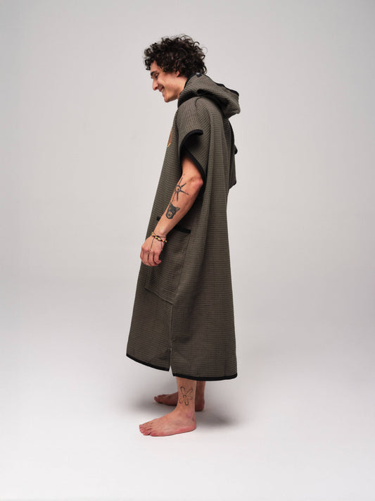 Waffle Poncho - Kaki Waffle One Size