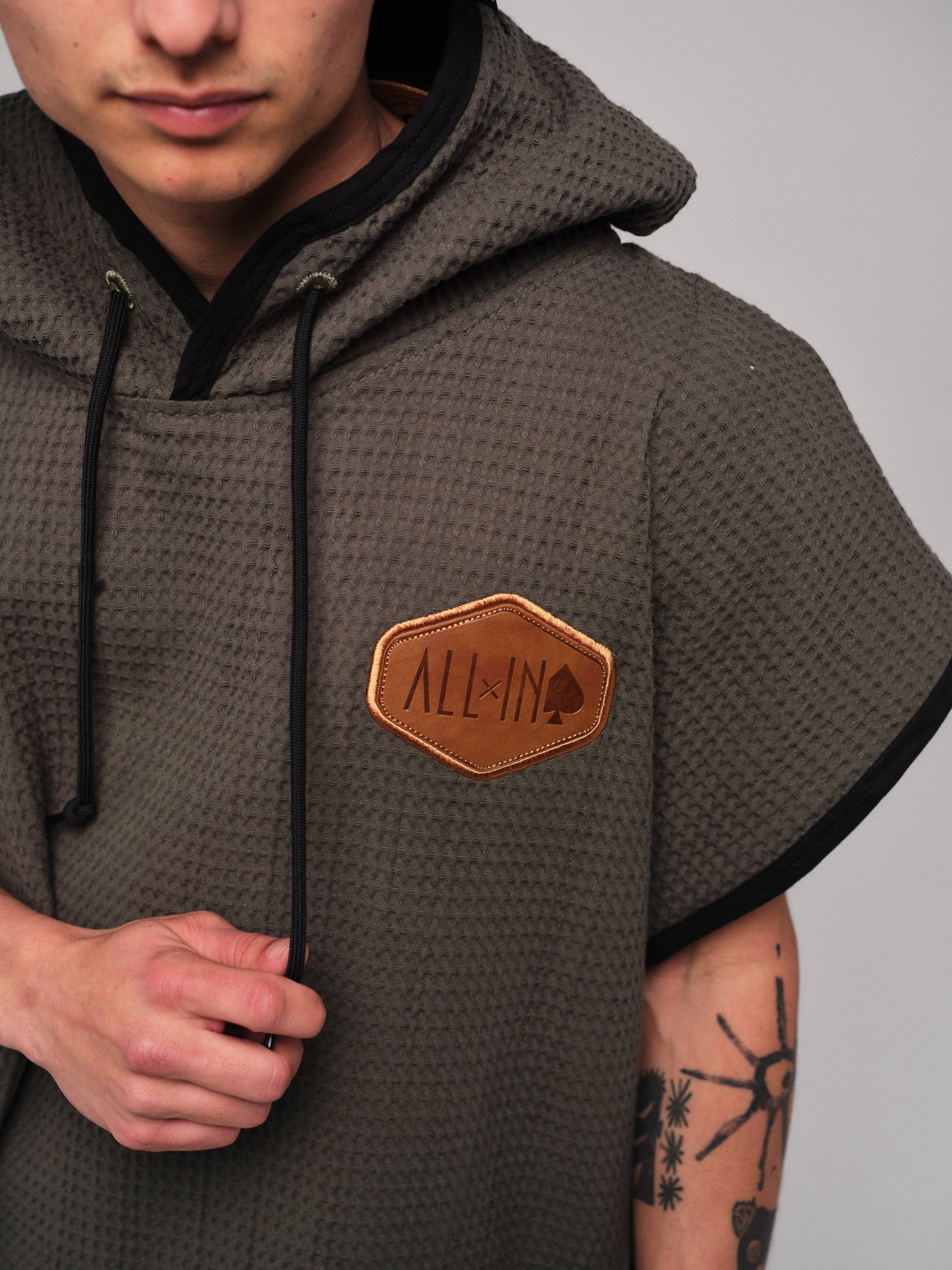 Poncho Waffle - Kaki Waffle Talla única