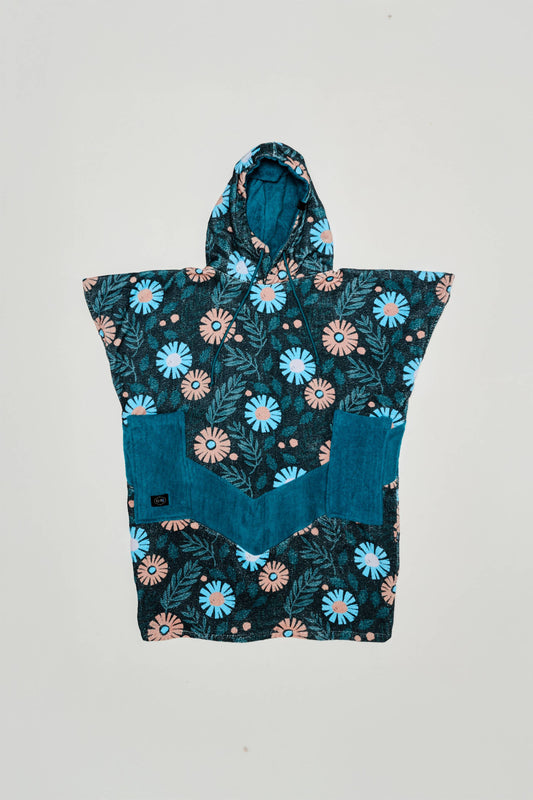 Junior Poncho - Floral Blue 9-15 ans