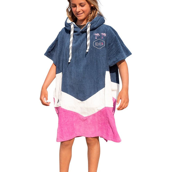 Junior Poncho - Grey Blue / White / Pink 9-16 ans