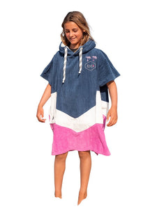 Junior Poncho - Grey Blue / White / Pink