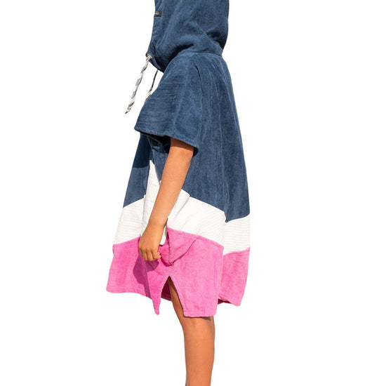Junior Poncho - Grey Blue / White / Pink 9-16 ans