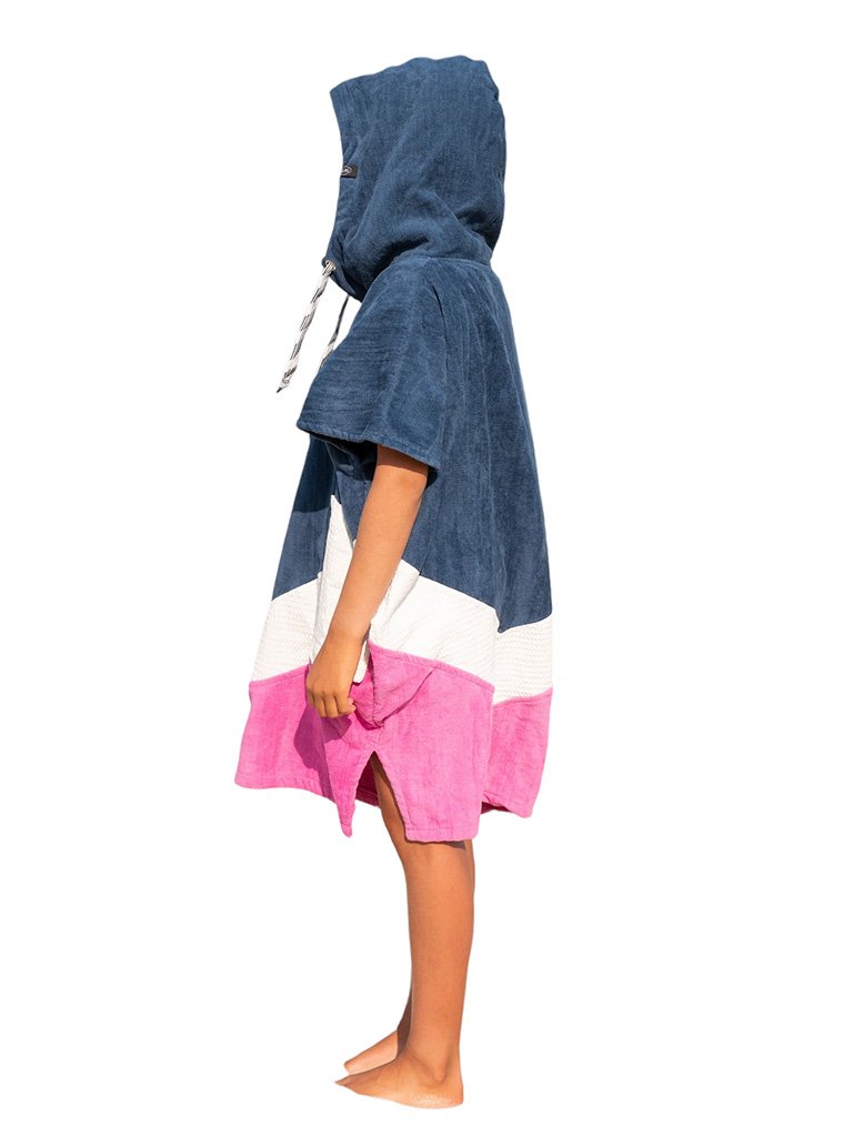 Junior Poncho - Grey Blue / White / Pink 9-16 ans