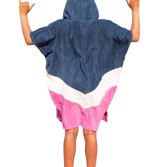 Junior Poncho - Grey Blue / White / Pink 9-16 ans