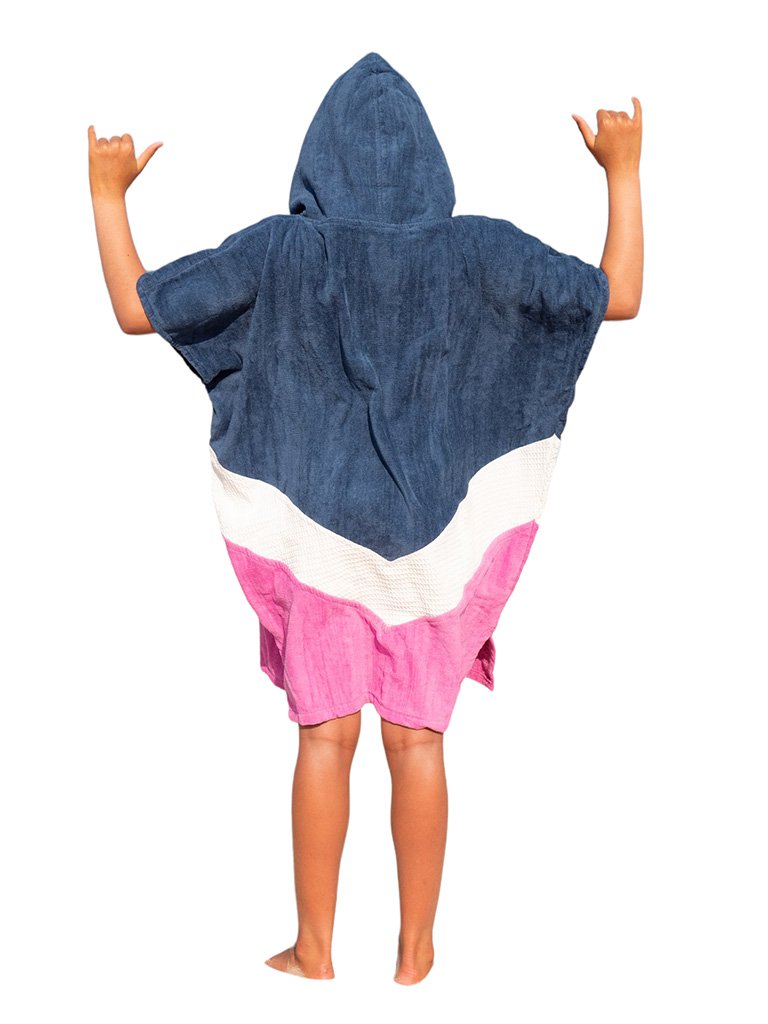 Junior Poncho - Grey Blue / White / Pink 9-16 ans