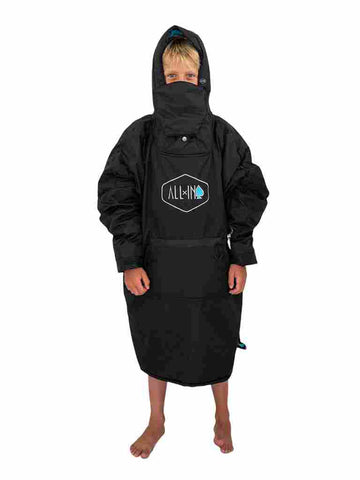 Poncho impermeable junior - Negro / Turquesa