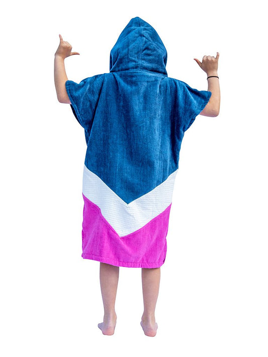 Kids Poncho - Grey Blue / White / Pink 6-9 ans
