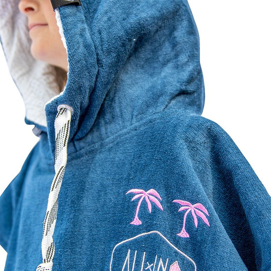 Kids Poncho - Grey Blue / White / Pink 6-9 ans