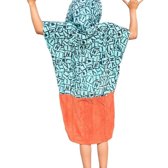 Kids Poncho - Lettrage All-In / Grey Blue Waffle 6-9 ans