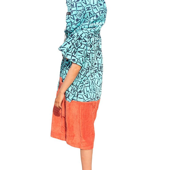 Kids Poncho - Lettrage All-In / Grey Blue Waffle 6-9 ans