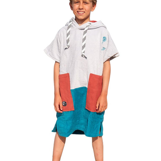 Kids Poncho - Marin Sky / Navy / Brick Waffle 6-9 ans