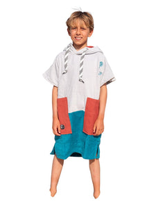 Poncho enfant 6 à 9 ans - Marin Sky / Navy / Brick Waffle