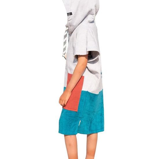 Kids Poncho - Marin Sky / Navy / Brick Waffle 6-9 ans