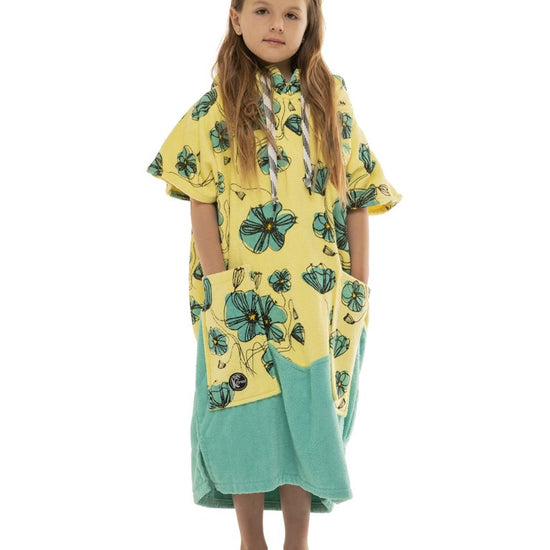 Kids Poncho - Coquelicot / Aqua 6-9 ans