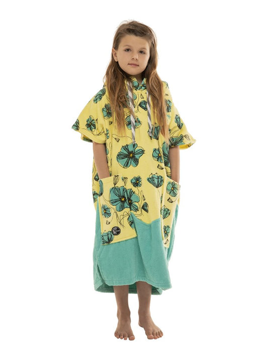 Kids Poncho - Coquelicot / Aqua 6-9 ans