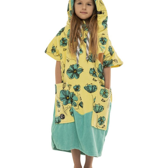 Kids Poncho - Coquelicot / Aqua 6-9 ans
