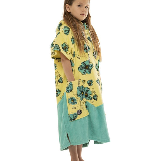 Kids Poncho - Coquelicot / Aqua 6-9 ans
