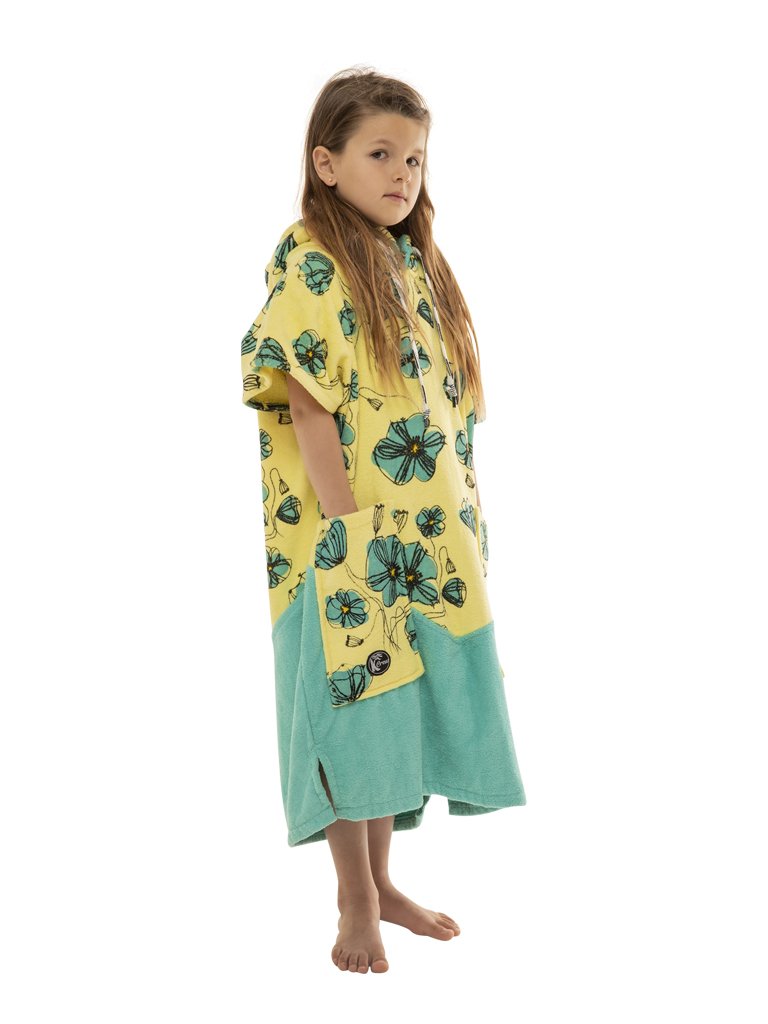 Kids Poncho - Coquelicot / Aqua 6-9 ans