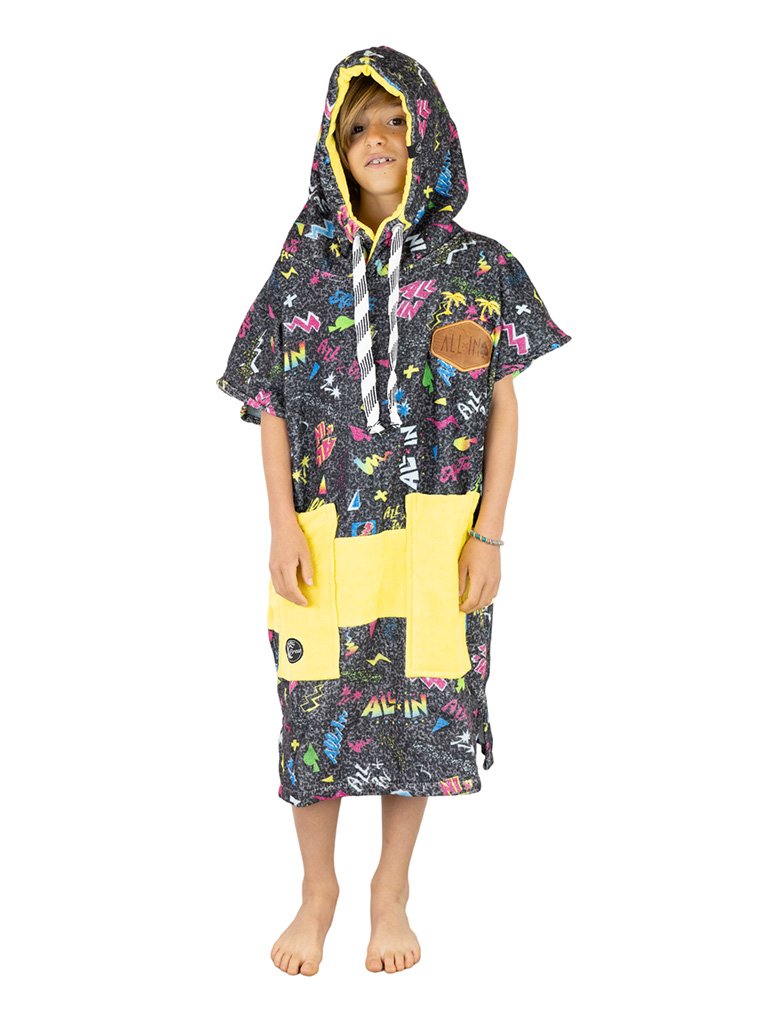 Kids Poncho - Pop 80s Black 6-9 ans
