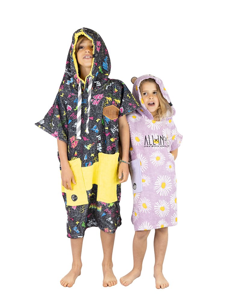 Kids Poncho - Pop 80s Black 6-9 ans