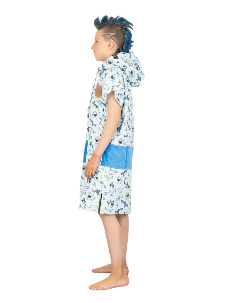 Kids Poncho - Sharky Blue 6-9 ans