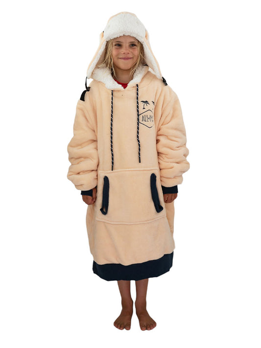 Junior geruite poncho - Donker Roze 6-14 jaar
