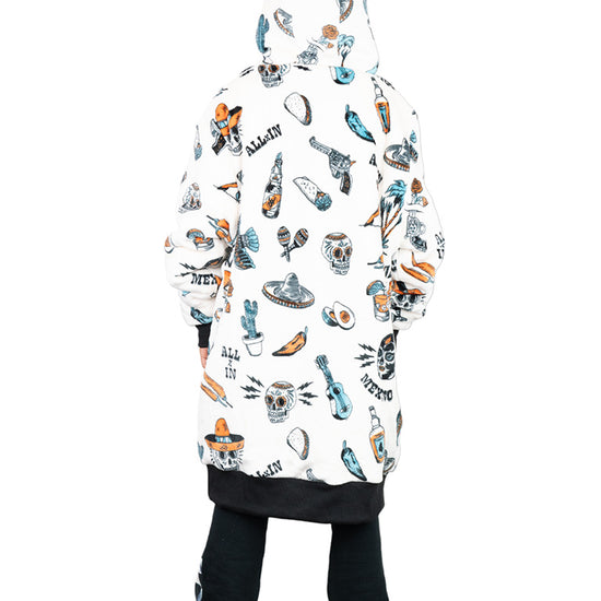 Poncho a cuadros Junior - Jacquard Rosa Oscuro Cebra / Negro Waffle 6-14 años