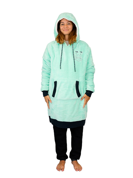 Geruite Poncho - Turquoise L/XL