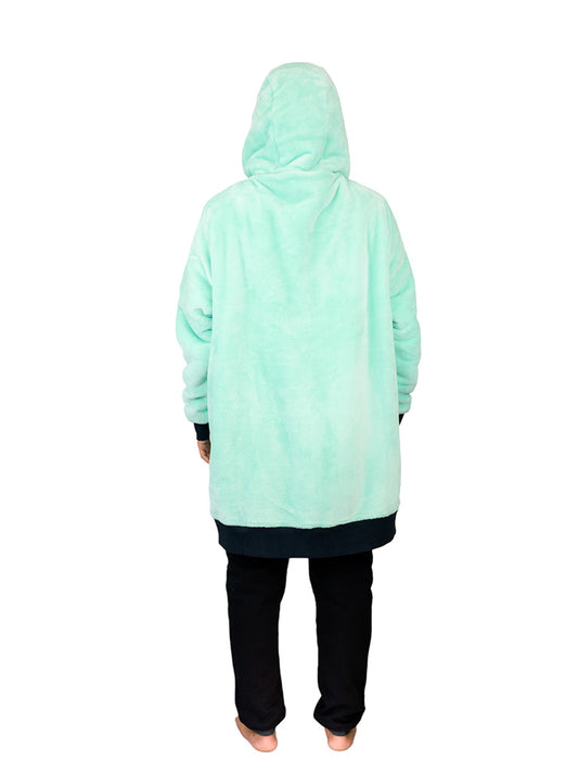 Geruite Poncho - Turquoise L/XL
