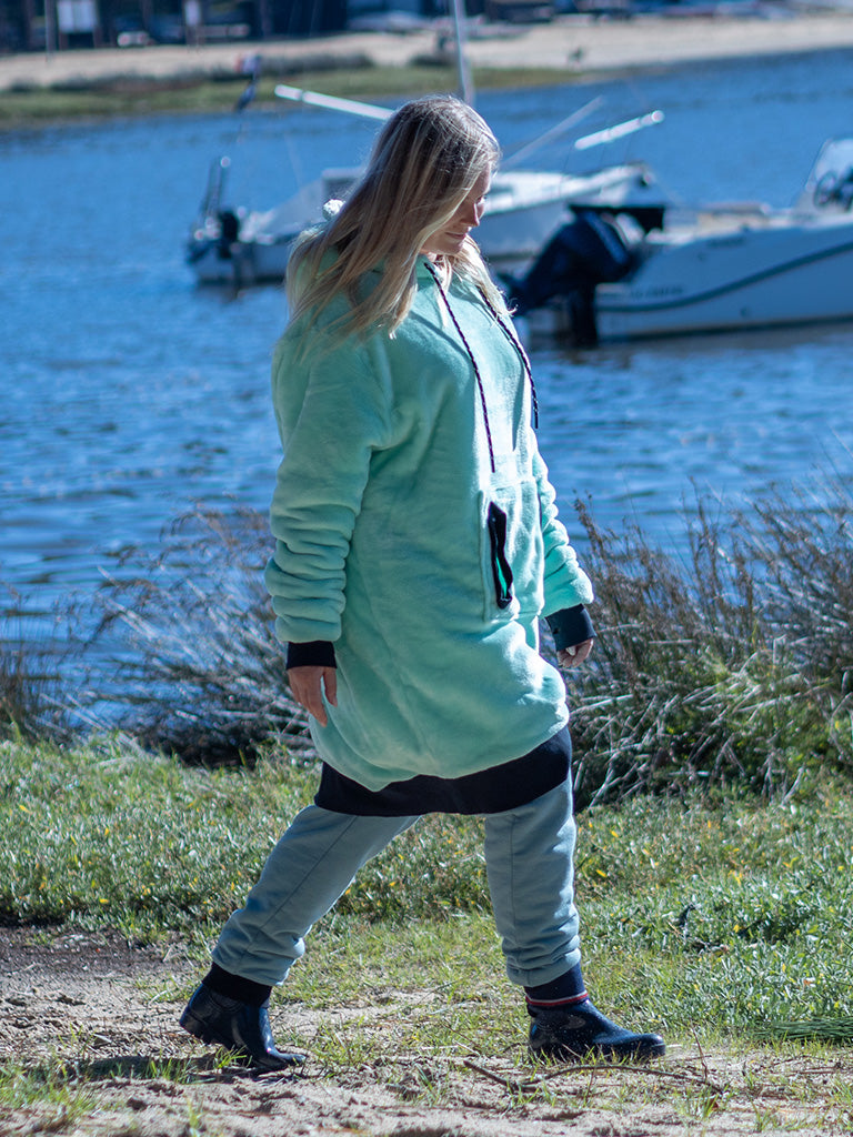 Poncho a cuadros - Turquesa L/XL
