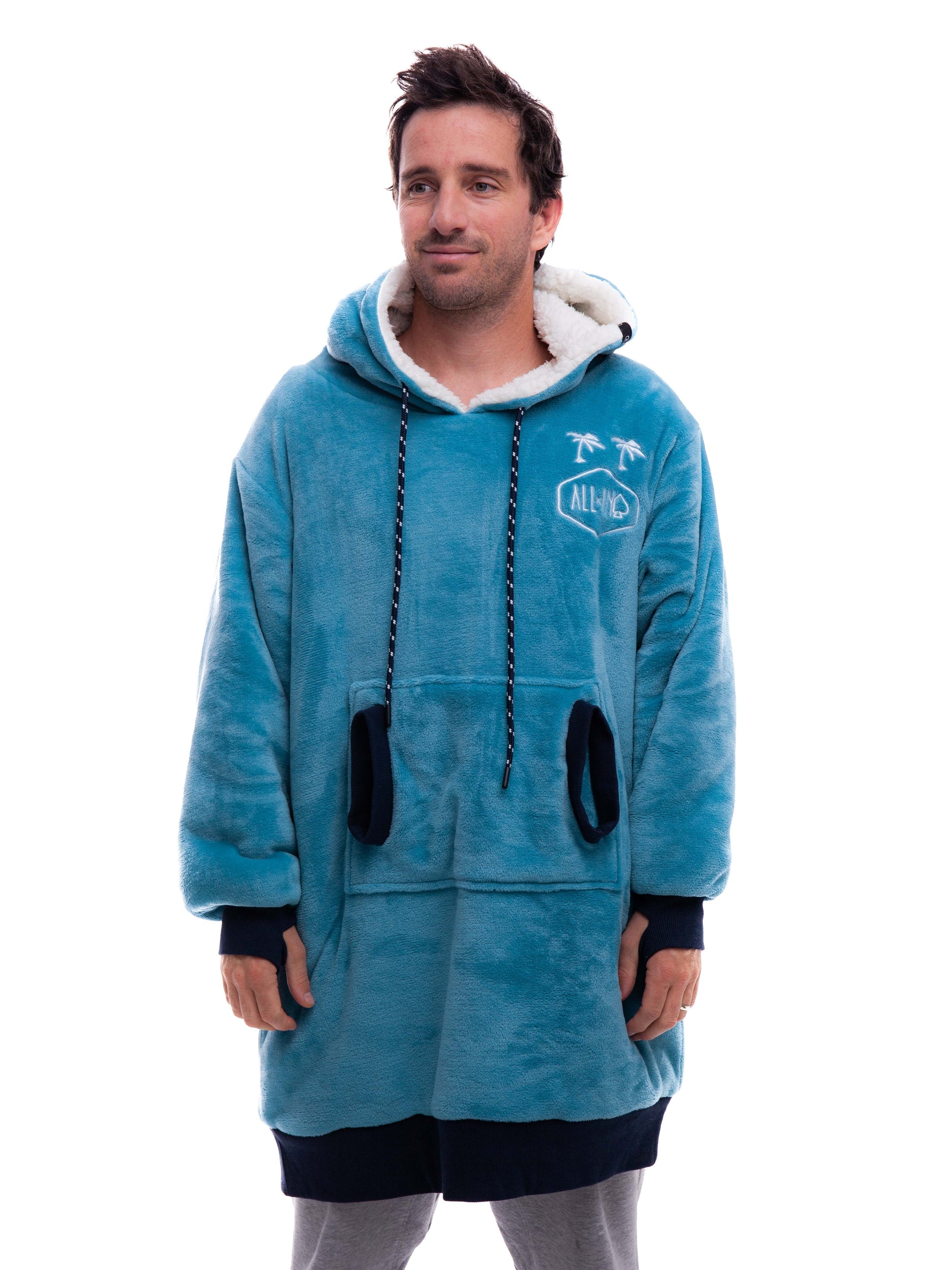 Geruite Poncho - Blauw XS/S/M