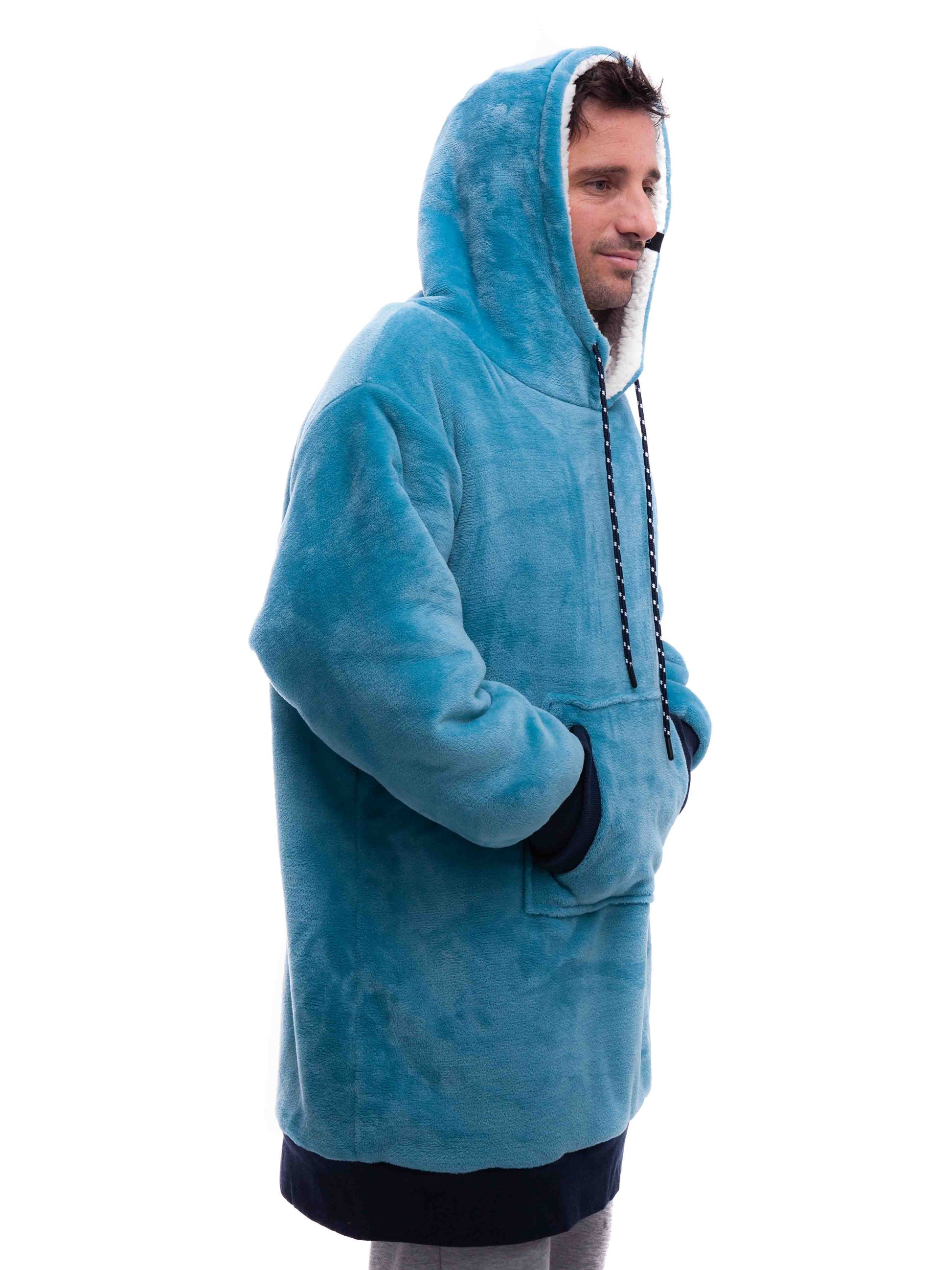 Geruite Poncho - Blauw XS/S/M
