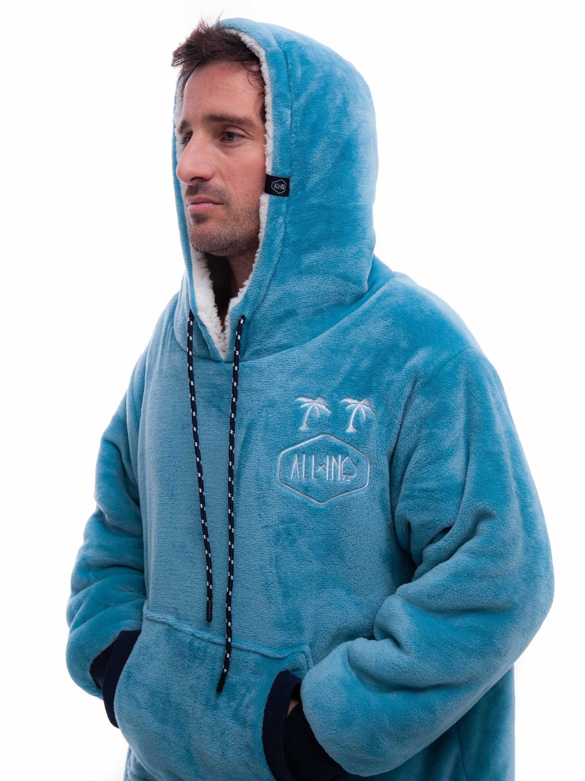 Geruite Poncho - Blauw XS/S/M