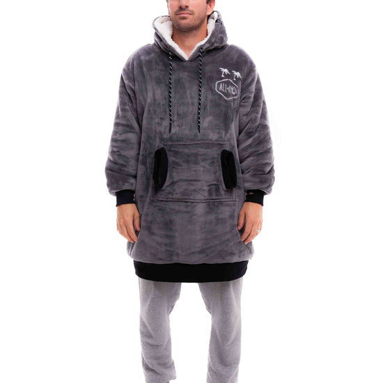 Geruite Poncho - Houtskool XS/S/M