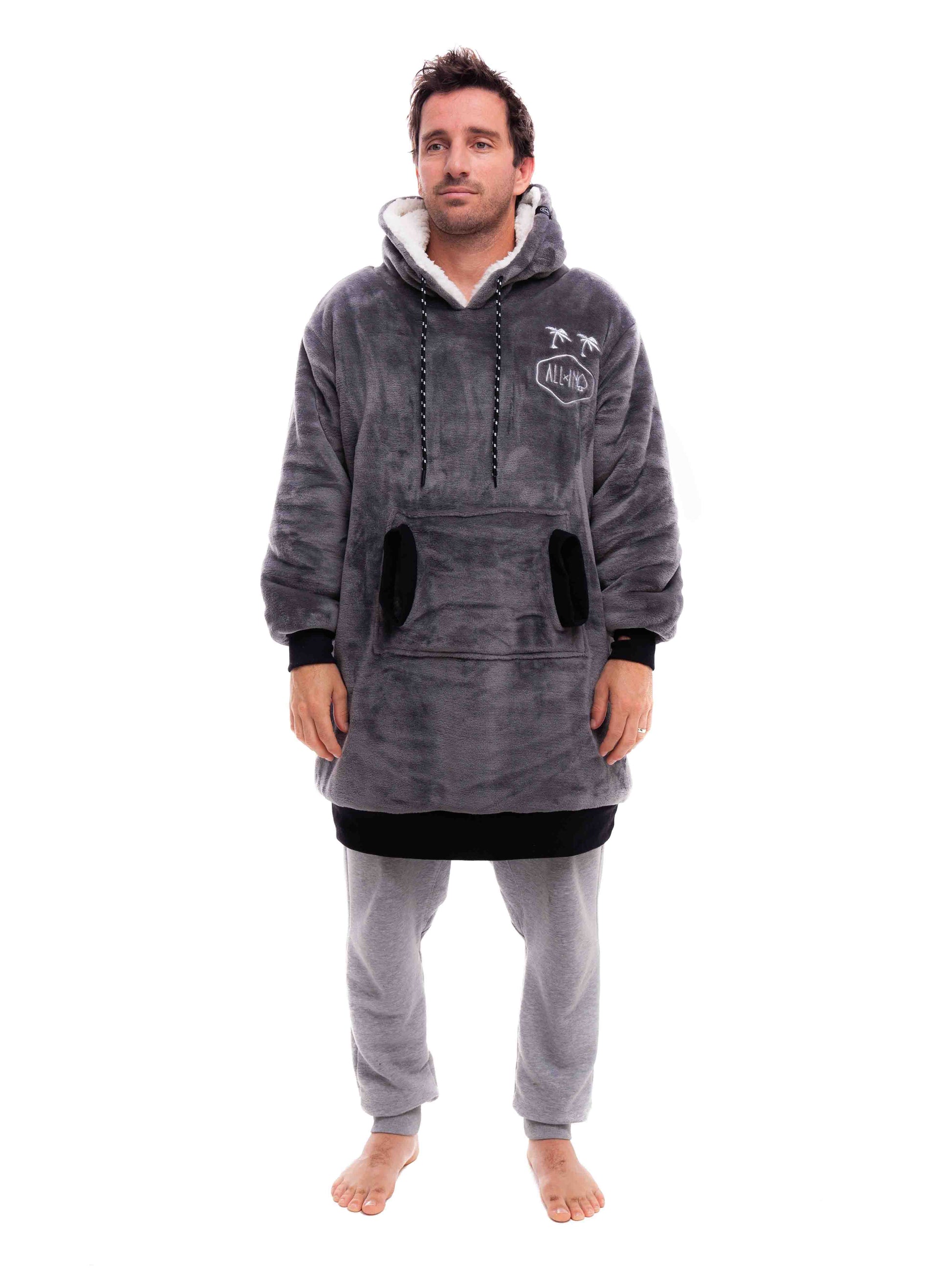 Geruite Poncho - Houtskool XS/S/M