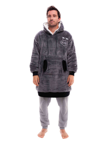 Geruite Poncho - Houtskool XS/S/M